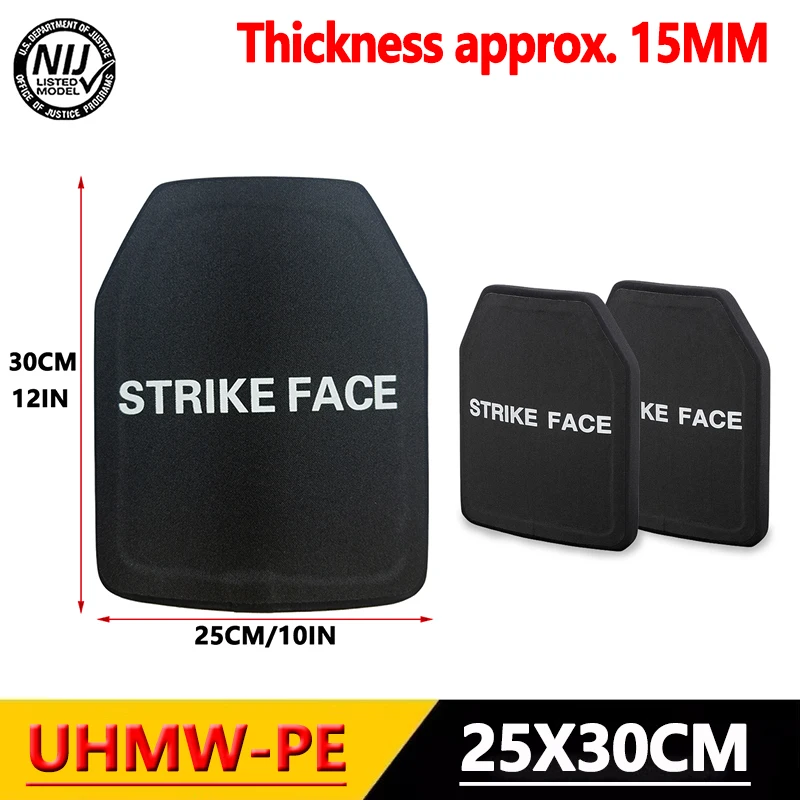 Bulletproof Plate 25*30cm Lightweight Tactical Body Armor NIJ III UHMWPE Bulletproof Plate