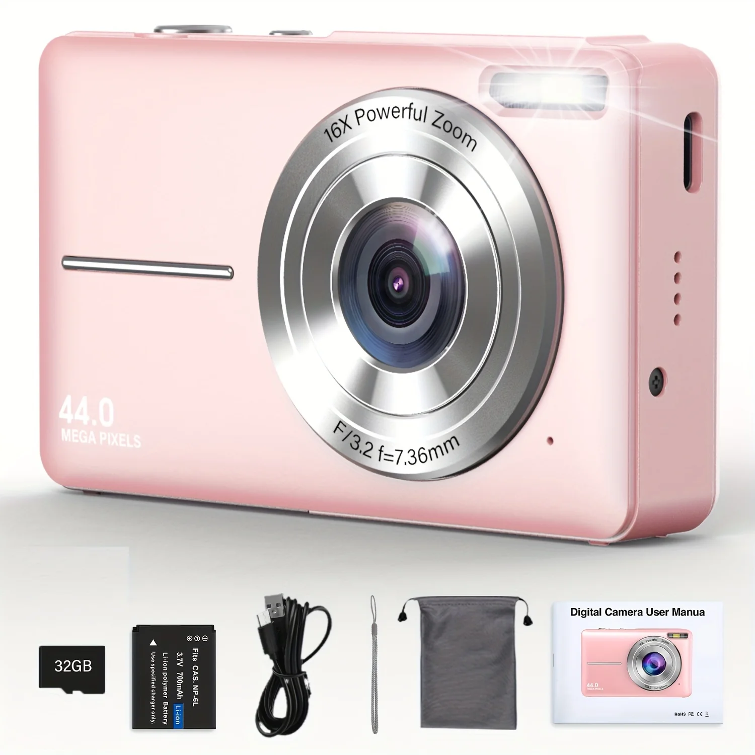 

Hot 44MP HD Digital Camera 16X Digital Zoom Cameras Support For Taking Photos Recording Videos For Thanksgiving New Year Gifts