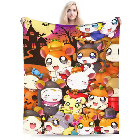 Warm BlanketGirls Boys Travel Cute Hamtaro Throw Blanket Flannel Bedspread For Couch Chair Funny Sofa Bed Cover