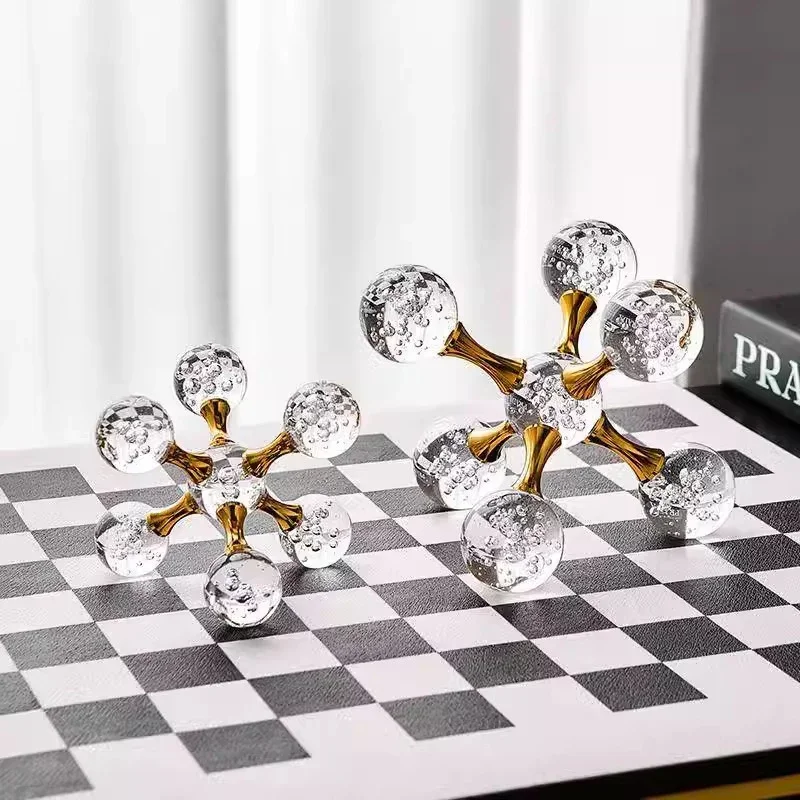 1Pc Crystal Geometric Molecular Ball Candle Holder Luxury Molecule Crystal Decorative Craft Ornament for Desktop Living Room