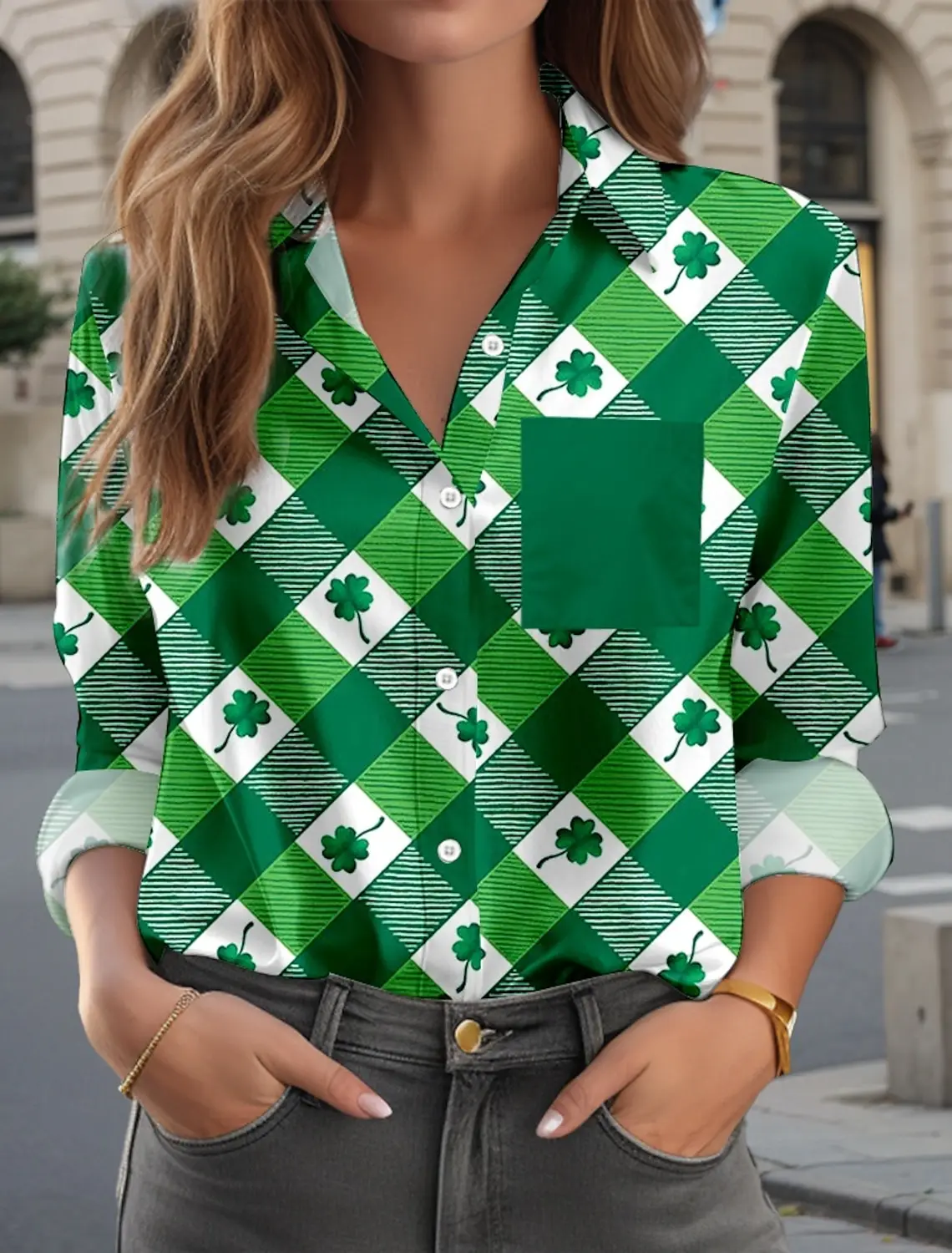 St. Patrick's Day 3D Print Colorful Graphic Women Long Sleeve Shirts Womens Clothing Casual Clothes Harajuku Female Clothing