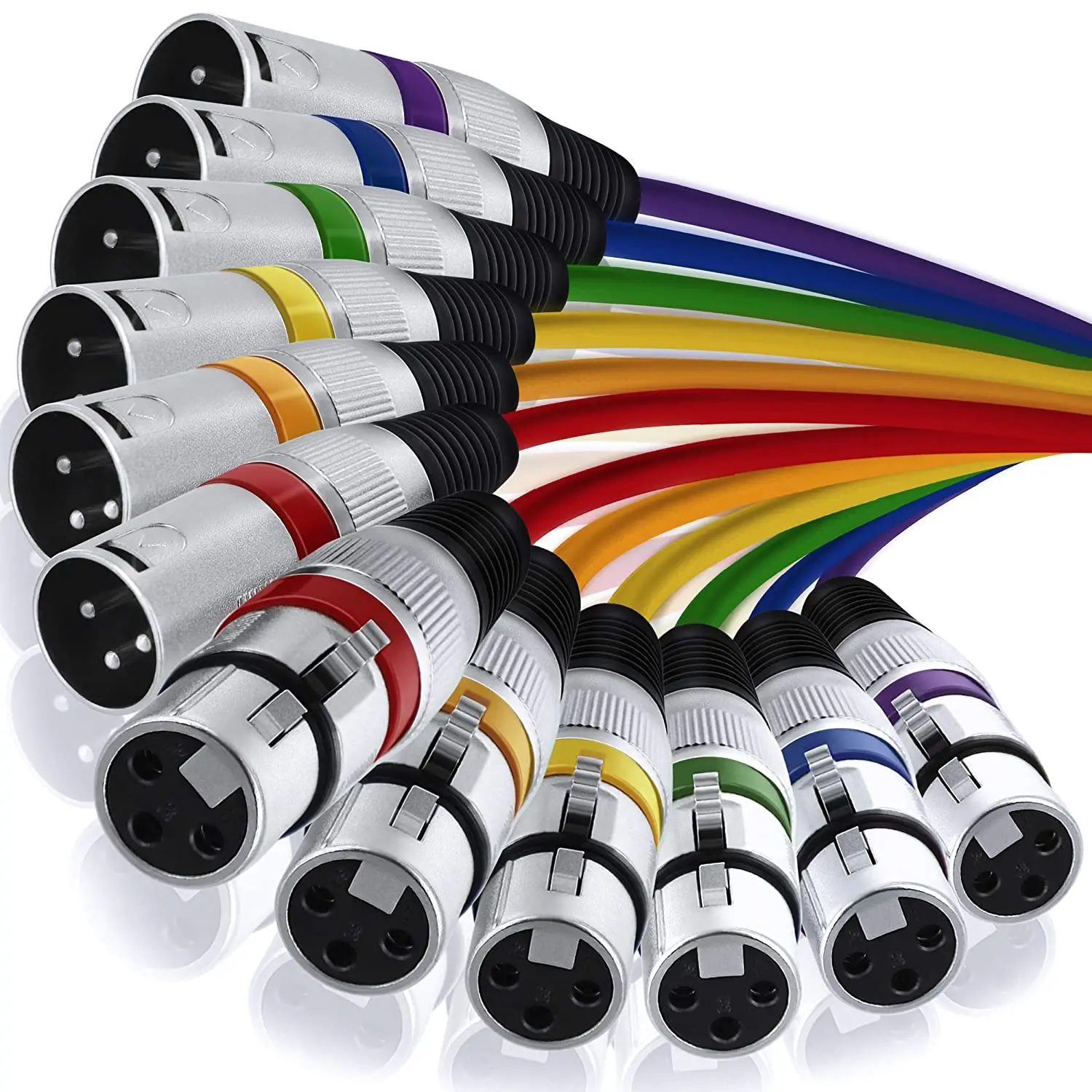 

Multi Colored 6pack XLR adapter cables , Microphone Cable 3 Pin Balanced XLR Male to XLR Female Heavy Duty Mic Patch Cords