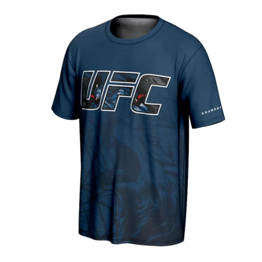 بلو كامزات شيمايف 2025 UFC وولف جيرسي القتال الأكثر مبيعا الملاكمة الرياضة المشجعين الرجال قصيرة الأكمام بلايز المتطرفة التدريب تيز