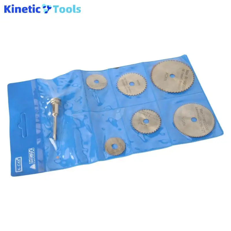 6 Sägeblätter + 1 Hs Runddreh-Scheibenspindel aus Schnellarbeitsstahl, geeignet für Holzsägen