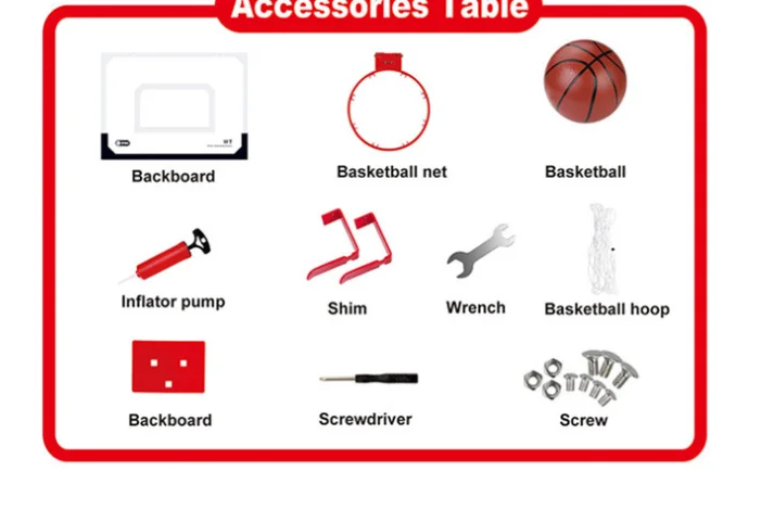 2025 미니 실내 플라스틱 농구대 세트 (문 앞 재미있는 어린이 게임, 야외 게임용)