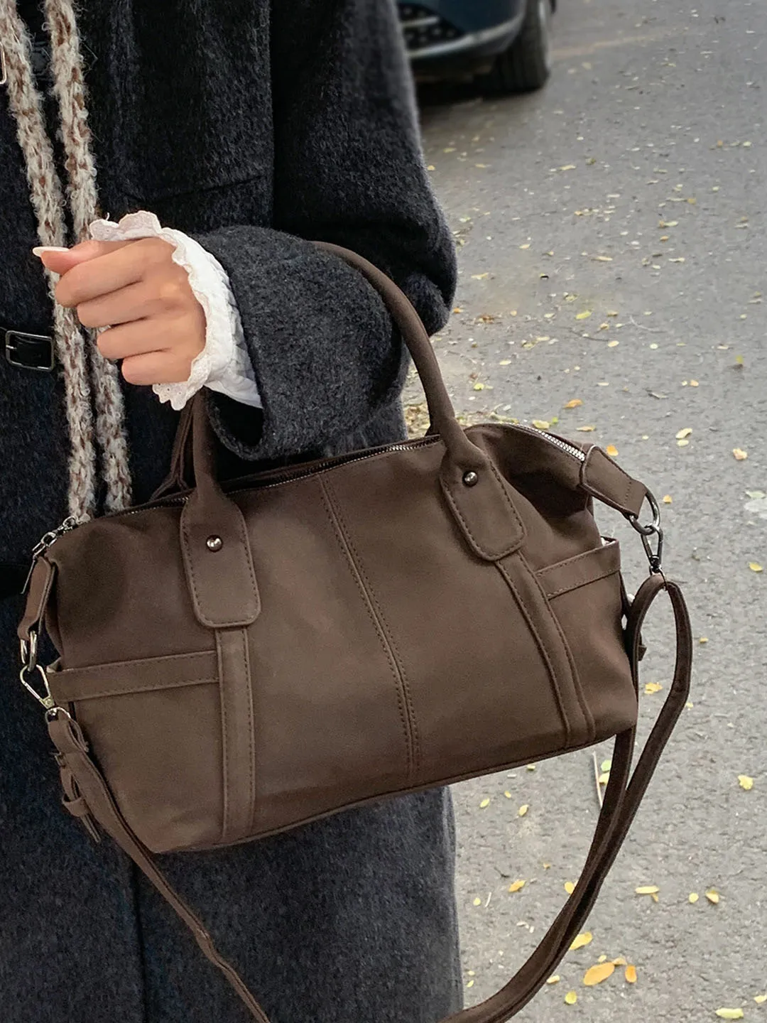 

Осенне-зимняя винтажная сумка через плечо для женщин, сумки из синтетической кожи, сумки большой вместимости, американские модные сумки-тоут