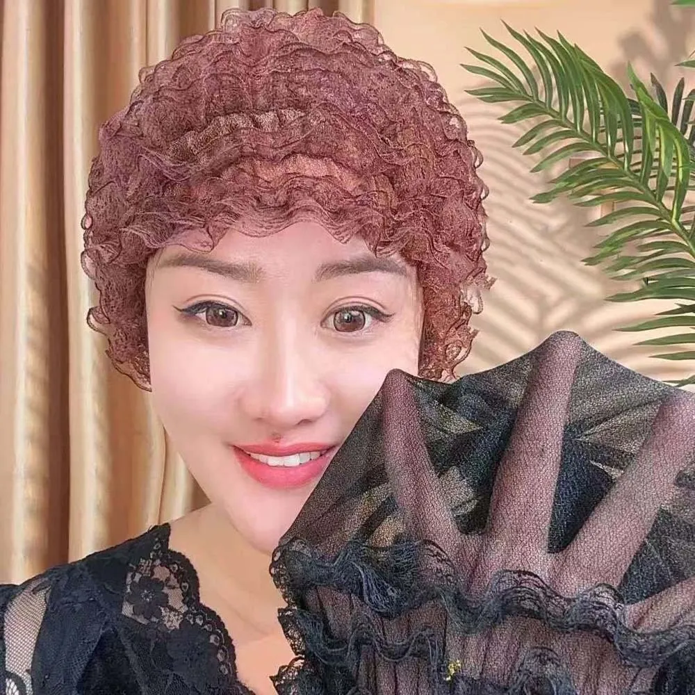 

Модная мягкая кружевная шапка-бини для укладки волос, дышащая, эластичная, без козырька, однотонная, для пожилых женщин и девушек