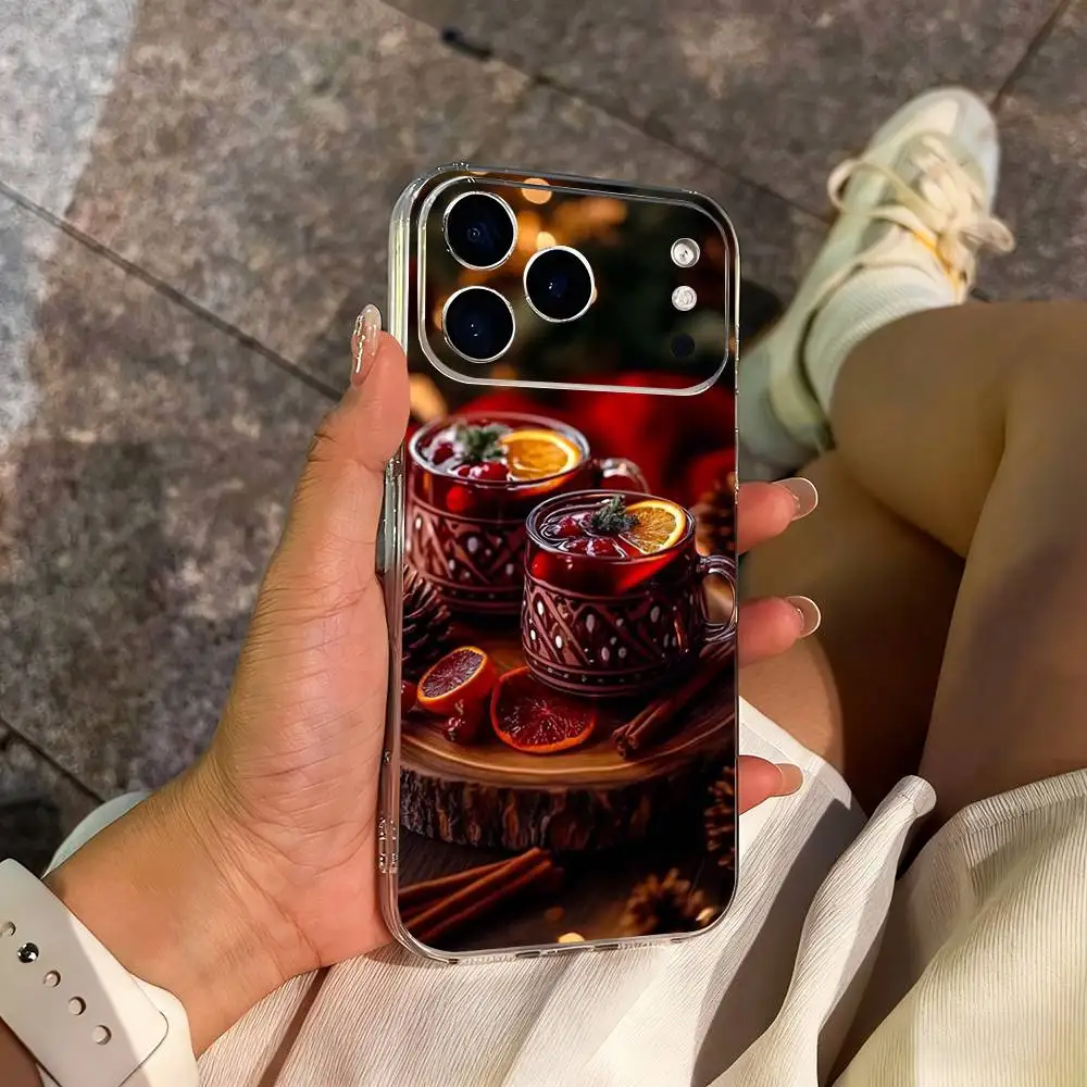 Funda de teléfono Winter Christmas Art Cafe para iPhone 14,13,12,11,17,16,15,Pro,Max,Plus,X,XS,XR,SE,Mini cubierta suave transparente