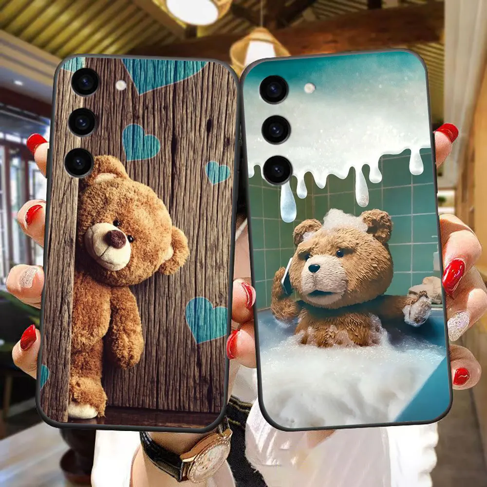 Naughty Cute T-Teddy Bear Phone Case For Samsung Galaxy S24 S23 S22 S21 S20 FE S10 S10E LITE PLUS ULTRA Case Funda Shell Cover