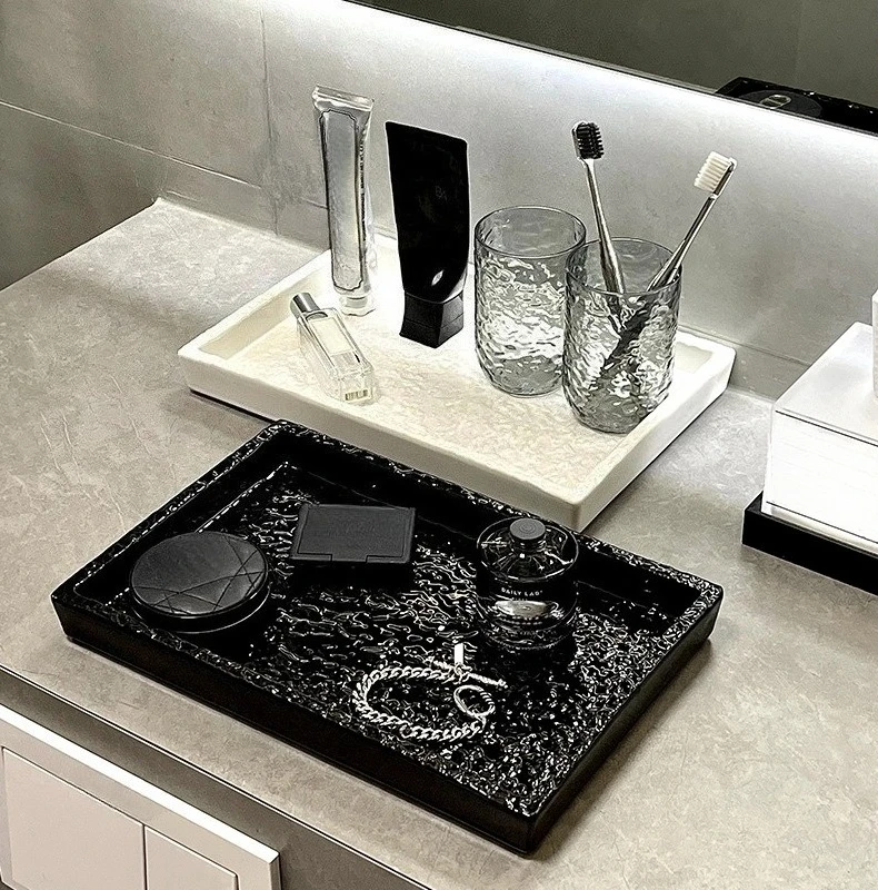 

Toilet storage tray light luxury ceramic bathroom cosmetics hotel bathroom countertop storage tray