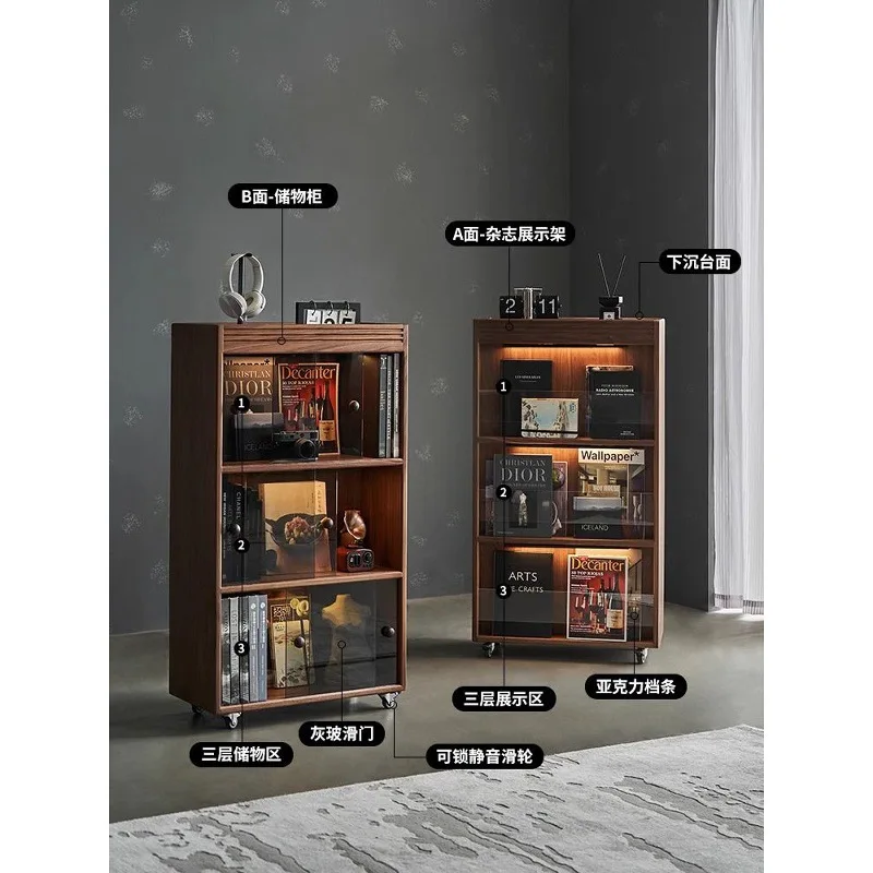 Simple living room display cabinet Household study storage solid wood locker