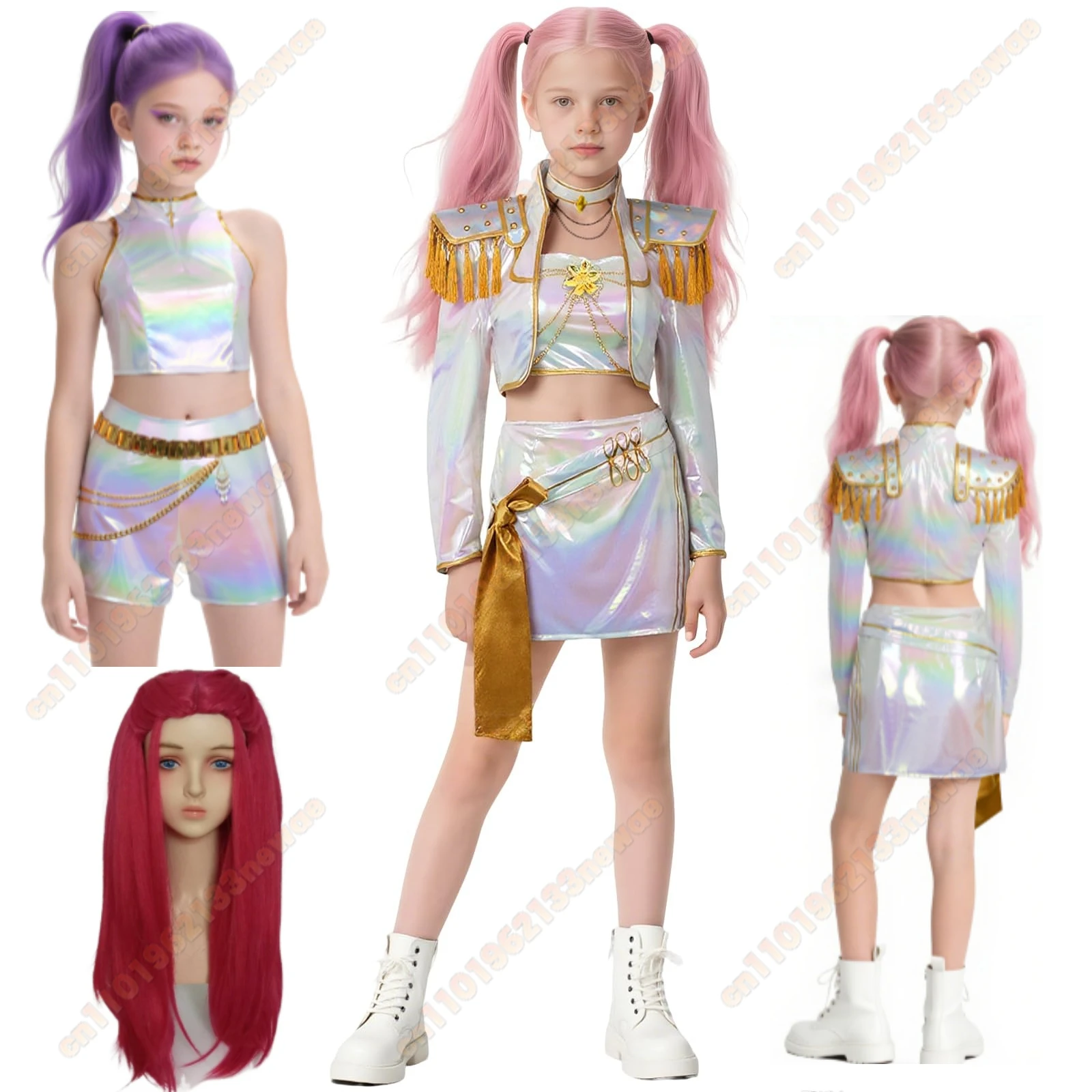 

MINISO 2025 Summer KPop Demon Hunters Kids Cosplay Costume Baby Girls Mira Rumi Zoey Anime Dress For Halloween Party Clothes