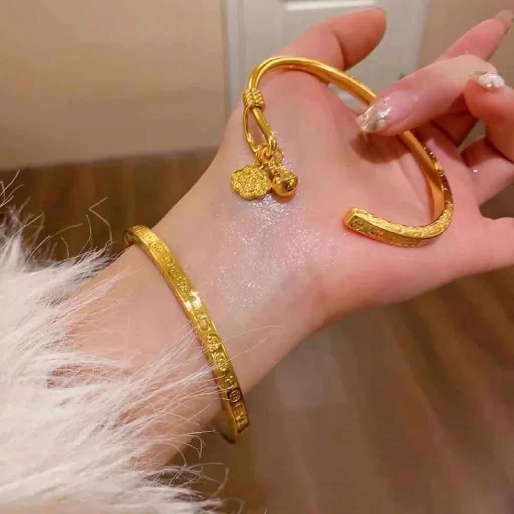 New in Chinese style stacked half bracelet classic square glossy small pendant bracelets for women  banquet jewelry gift