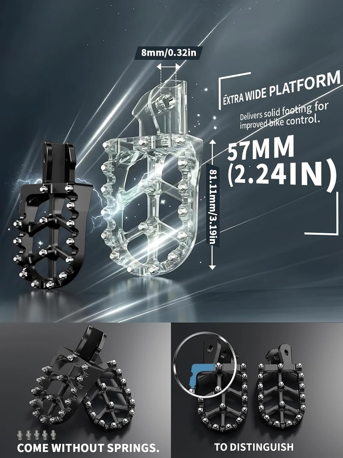 Dirt Bike Foot Pegs Aluminum CNC Pedals Rests for Surron Light Bee X and S/E Ride Pro S SS SR/CRF150F CRF230F 03-19/CRF250F 19-2