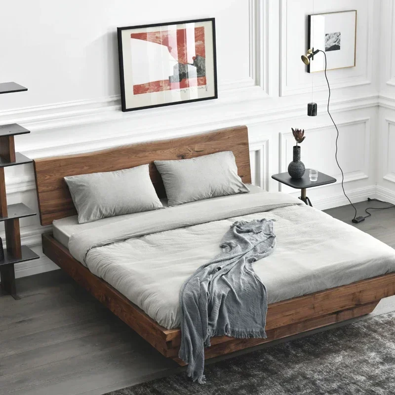 Lazy European Double Bed Platform Nordic Elegant Solid Wood King Bed Bases Headboards Modern Letto Matrimoniale Trendy Furniture