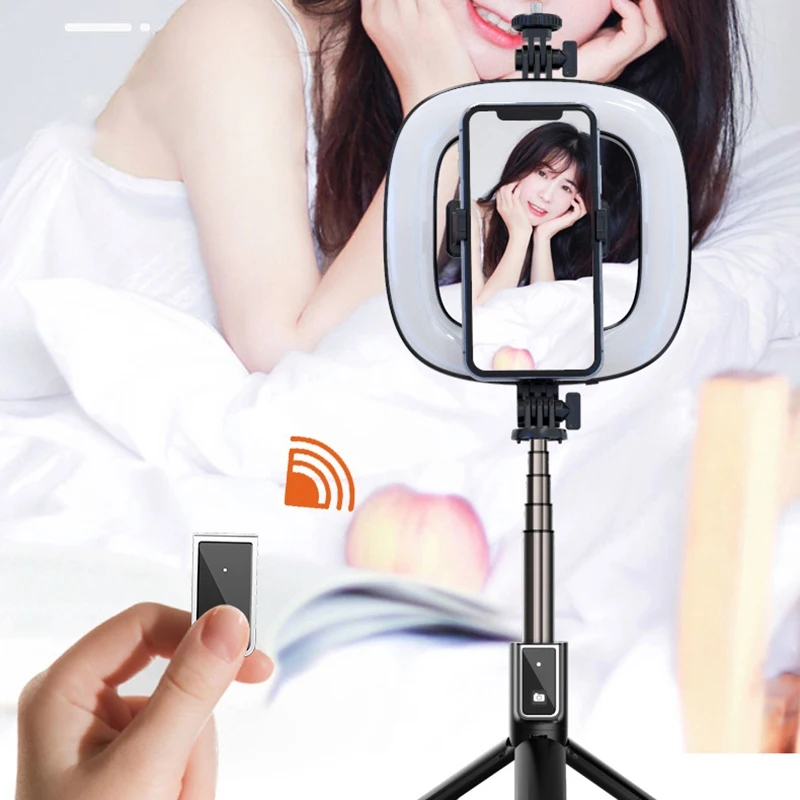 取り外し可能なリモコン付きの拡張可能なライトリング,vlogおよびスマートフォン用の自撮り棒,6インチ
