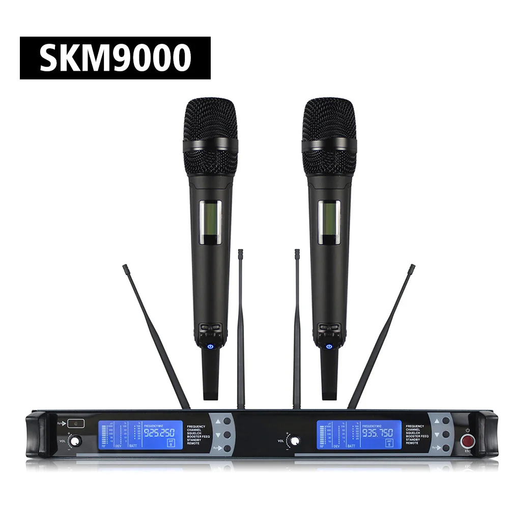 2024 New Original Professional SKM9000 2Channels Handhold Headset Lavalier Mic SKM 9000 True Diversity Wireless Microphone