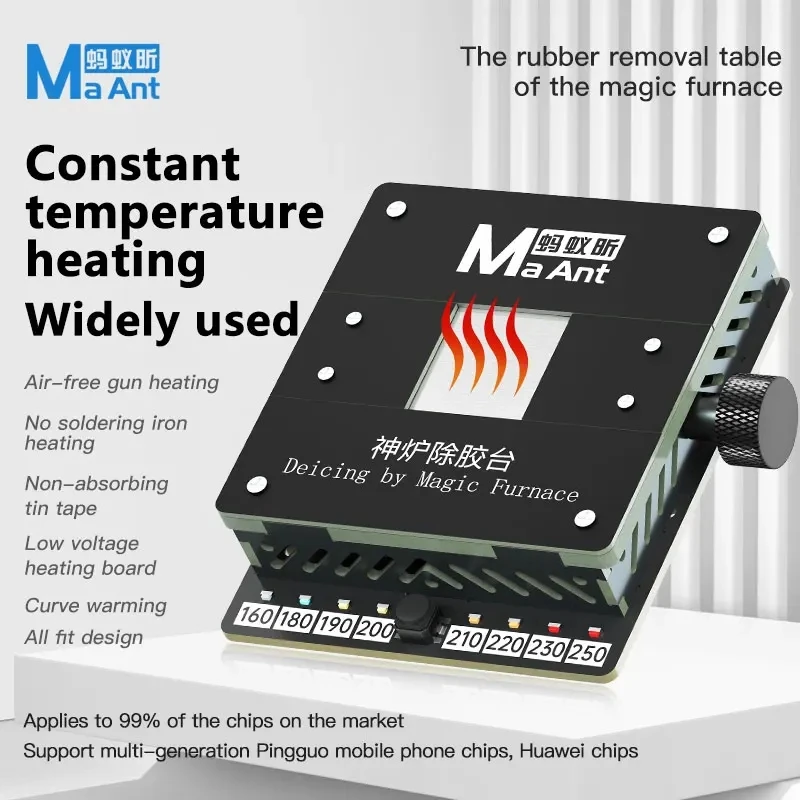 MaAnt SL-2 Stazione di riscaldamento per smontaggio chip IC da tavolo per rimozione rapida della temperatura per incollaggio di chip del telefono cellulare/riparazione della pulizia della piattaforma