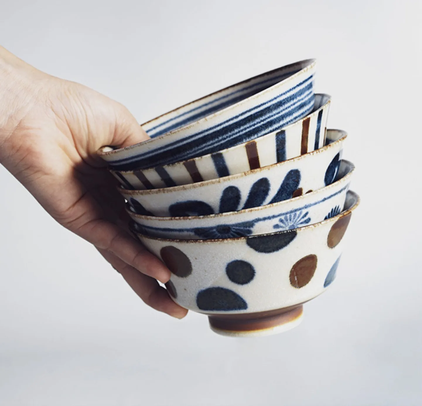 

Japanese Ceramic Rice Soup Noodle Bowl Multi Patterned Tableware