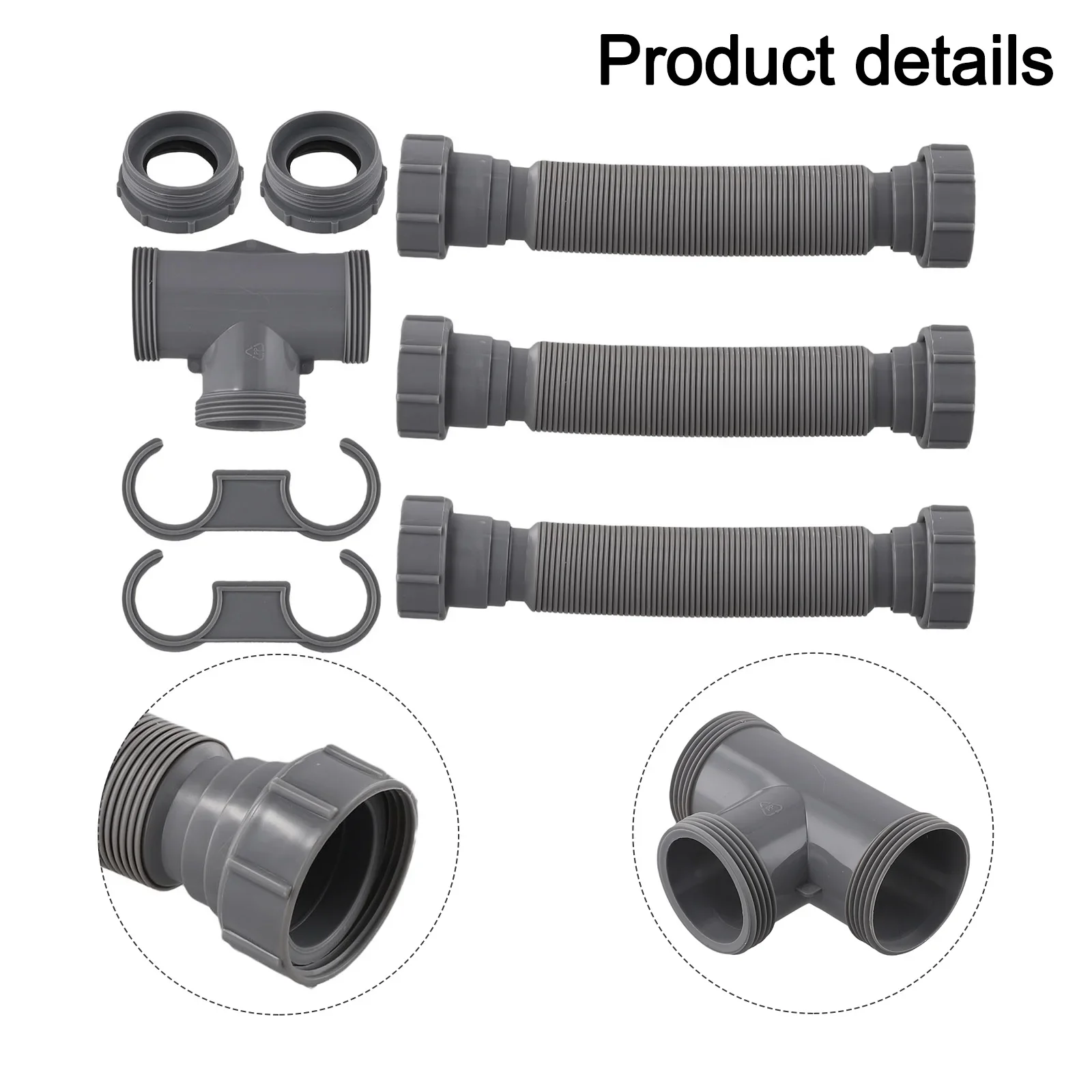 20 To 80 Cm Double Sink Drain Kit Easy Maintenance Drain System Drainage Sink Plumbing Components Comprehensive Drain Setup