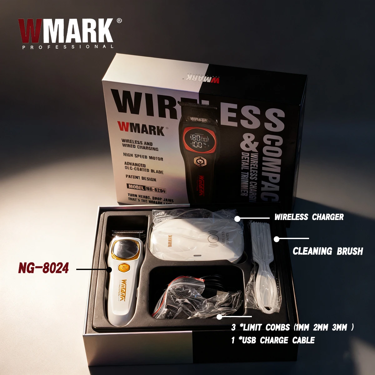 المهنية مقص الشعر الكهربائية عدة الشعر المتقلب WMARK 8004 8204 فرش السيارات 9000 دورة في الدقيقة مع قاعدة DLC آلة الحلاق شفرة