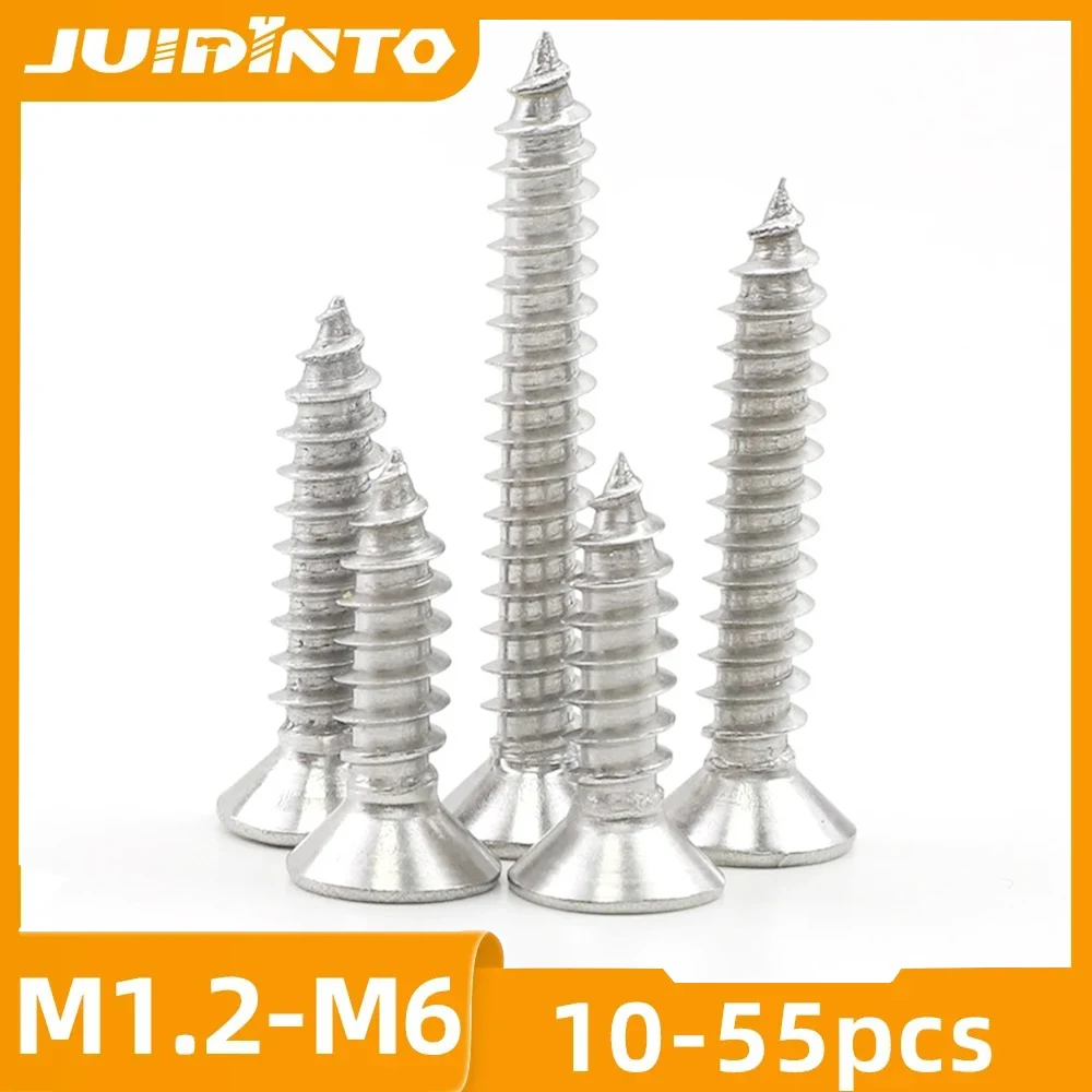 Phillips Flat Head Self Tapping Screws 304 Stainless Steel Cross Recessed CSK Head Screws M1.2 M1.7 M2 M2.3 M2.6 M3 M4 M5 M6 M8
