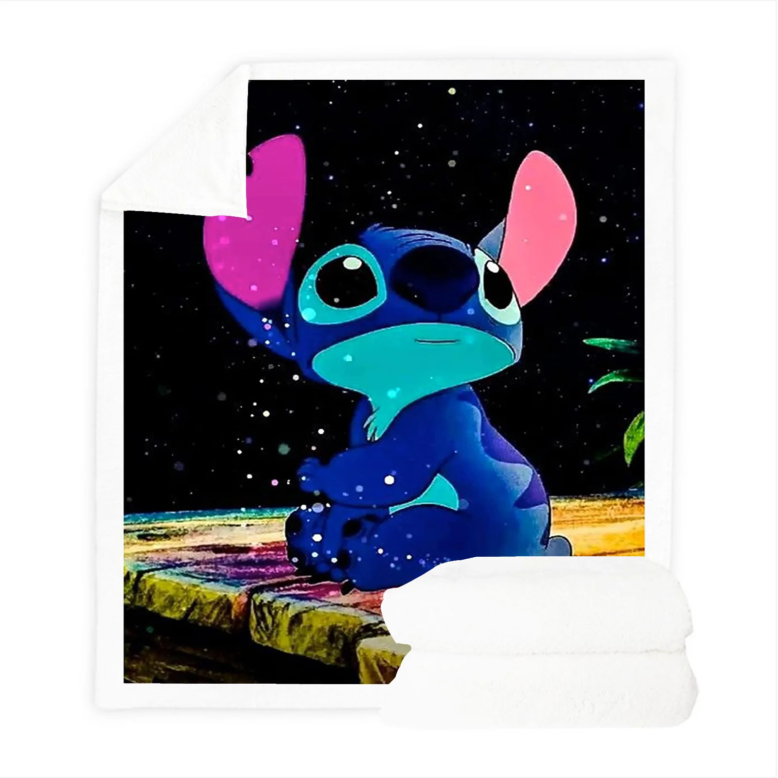 Disney Stitch Cartoon Blanket Custom Kawaii  Fluffy Modern Winter Plush Furry Children Printed Reactive Printing And Throws