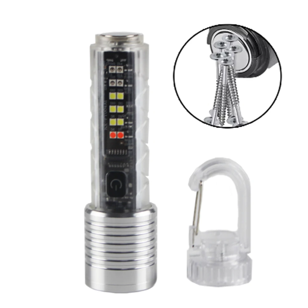 Portable LED Flashlight Multifunction Work Light with Hook Zoom Type-C Rechargeable Torch Waterproof Camping Lantern