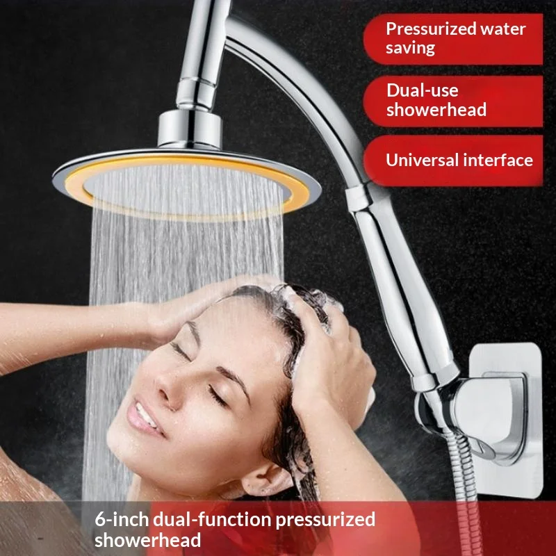 Pommeau de douche à main rond de 6 pouces à haute pression et rotation à 360 degrés pour salle de bain