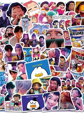 60Pcs KPop Demon Hunters Stickers KPop Demon Hunters DIY Stickers Scrapbooking Phone Luggage Skateboard Waterproof Decals