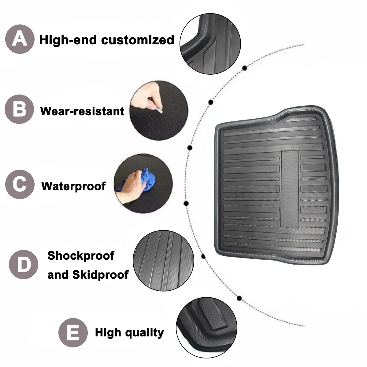 Rear Trunk Cover Matt Cargo Liner Boot Tray Floor Carpet Mat Kick Pad  For AUDI Q5 SQ5 2008 2009 2010 2011 2012 2013 2014 - 2017 view 5