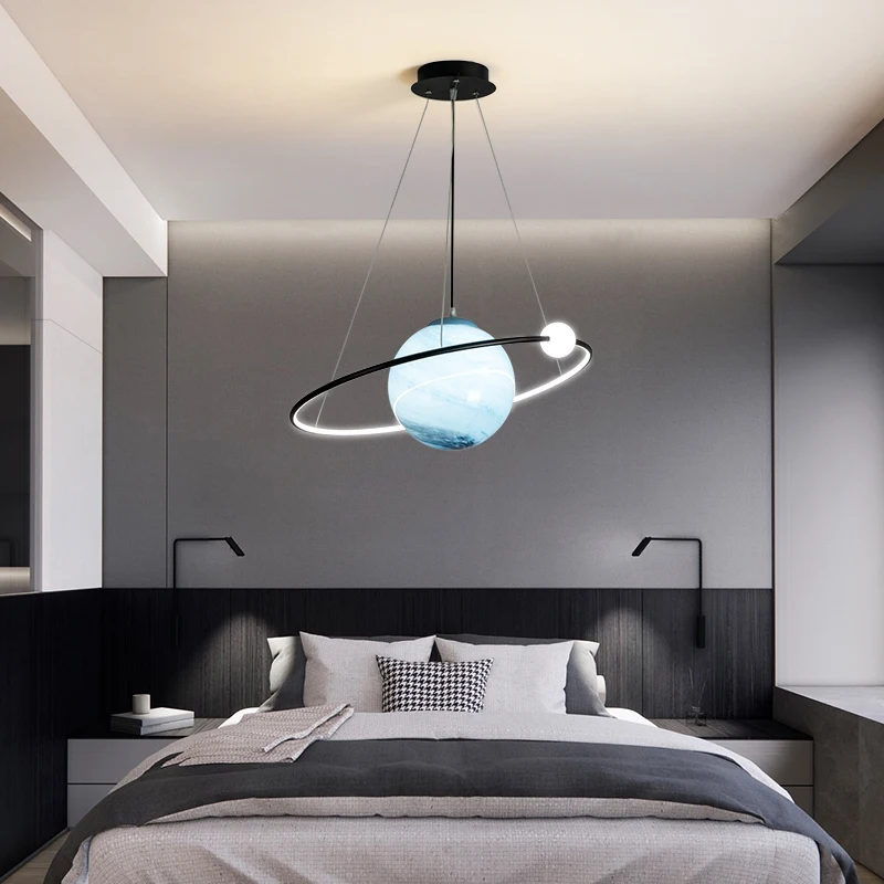 Creative Planet Pendant Lights for Children's Bedroom Living Room Restaurant Modern LED Chandeliers Home Decor Lighting Fixtures