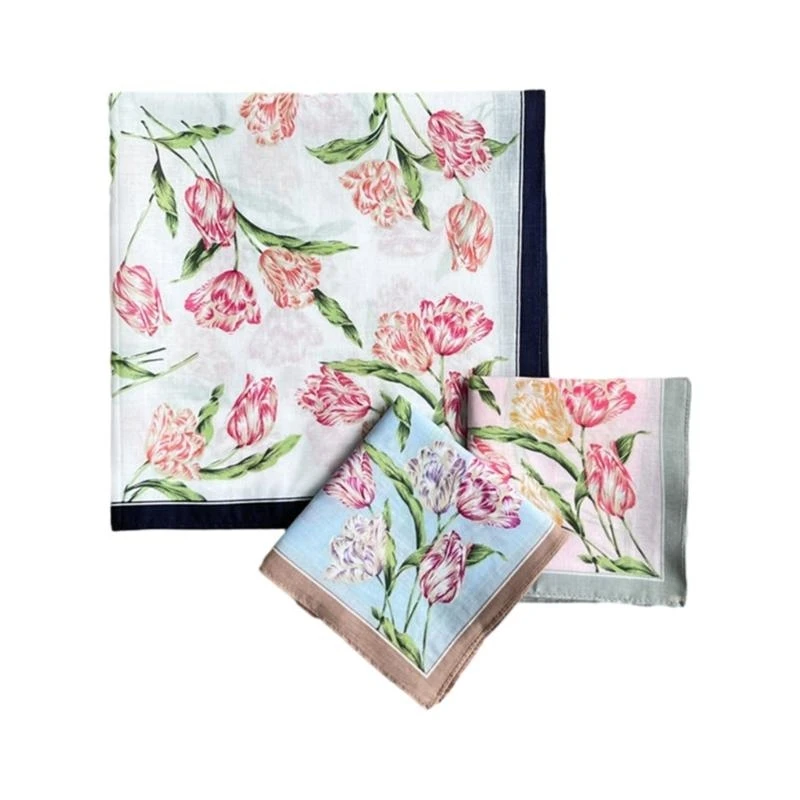 Lightweight Colorful Handkerchief Floral Pattern Hankie Washable Chest Towel Pocket Handkerchief for Adult Wedding Party