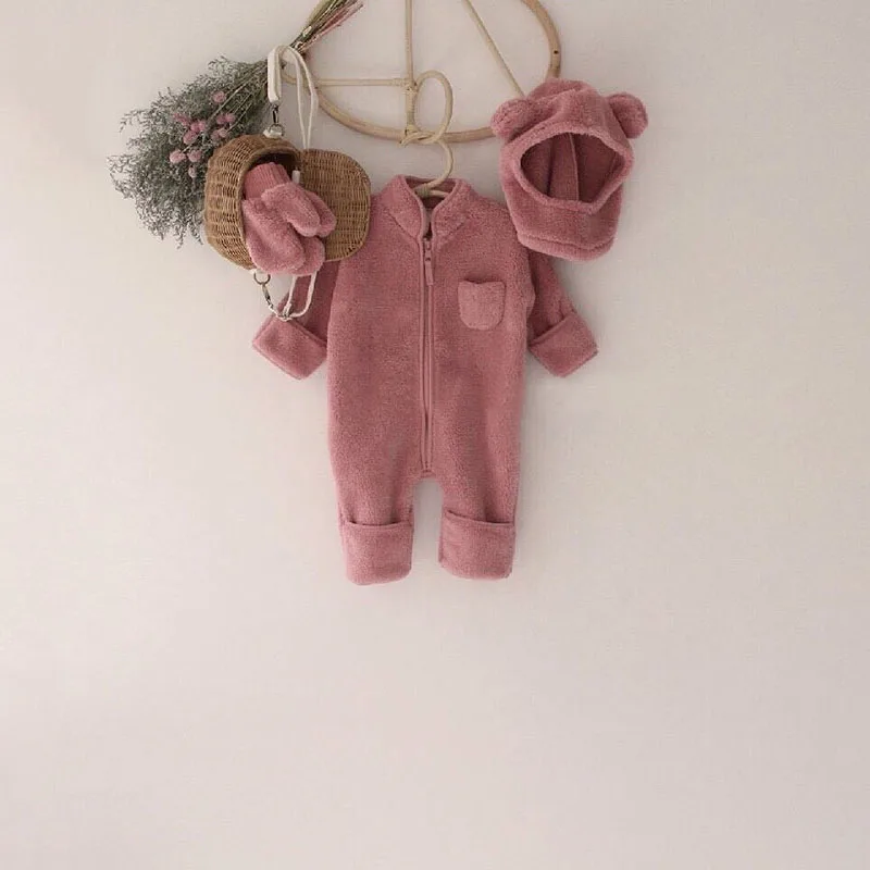 Newborn Cotton Rompers Spring Fleece Warm Baby Girl Clothes One Piece Body Suits New Born Fall Clothes Baby Boy Romper