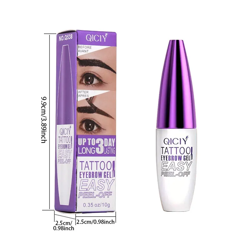 Peel-Off Tattoo Eyebrow Gel - Semi-Permanent Brow Tint, Waterproof & Smudge-Proof,Long-Lasting Natural Brow Color