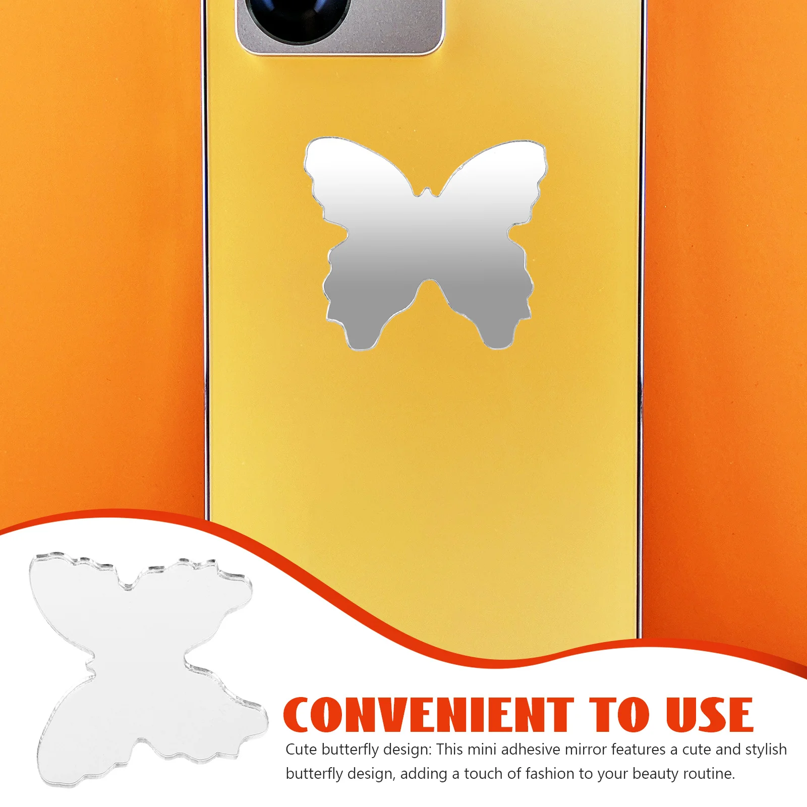 

5Pcs Butterfly Shaped Mini Mirror Sticker Strong Sticky Acrylic Reflective Decal for Smartphone Case Fashion Makeup Tool