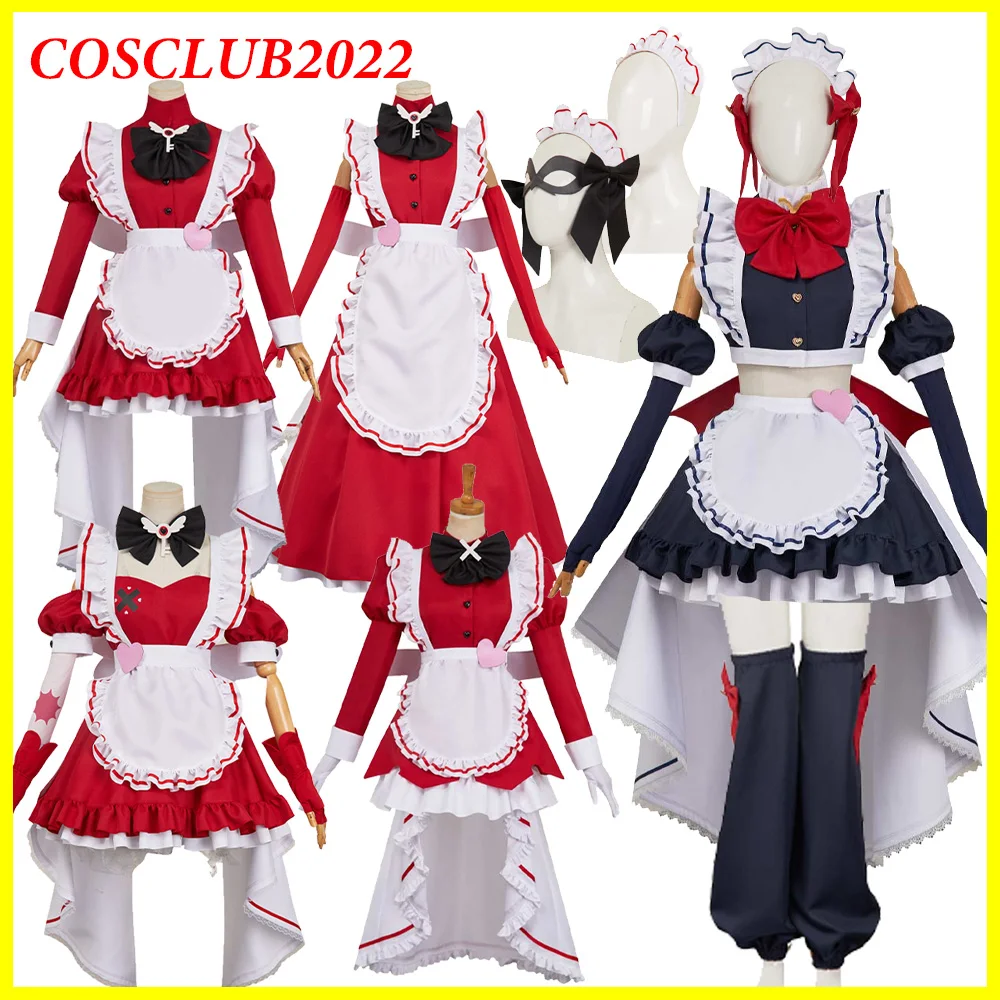 

Charlie Cherri Vaggie Velvette Carmilla Cosplay Maid Dress Costume Headband Stockings Anime Hotel Fantasy Clothes Halloween Suit