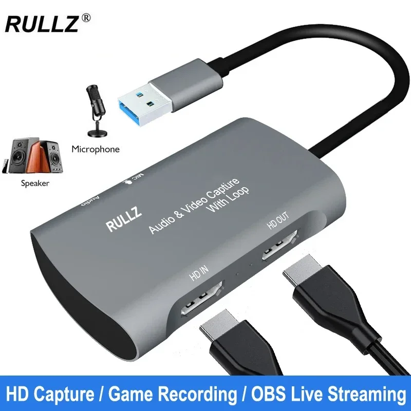 Type C Video Capture Card 4K 1080P USB 2.0 Mic Audio Video Game Live Streaming Box for PS4 XBOX Switch HDMI-compatible Laptop PC