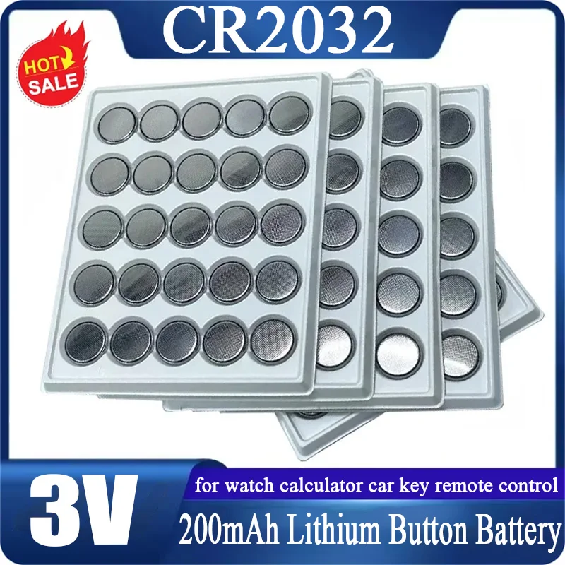 300PCS CR2032 3V 200mAh Disposable Button Battery BR2032 DL2032 ECR2032 3V CR 2032 Electronic Watch Button Lithium Ion Battery