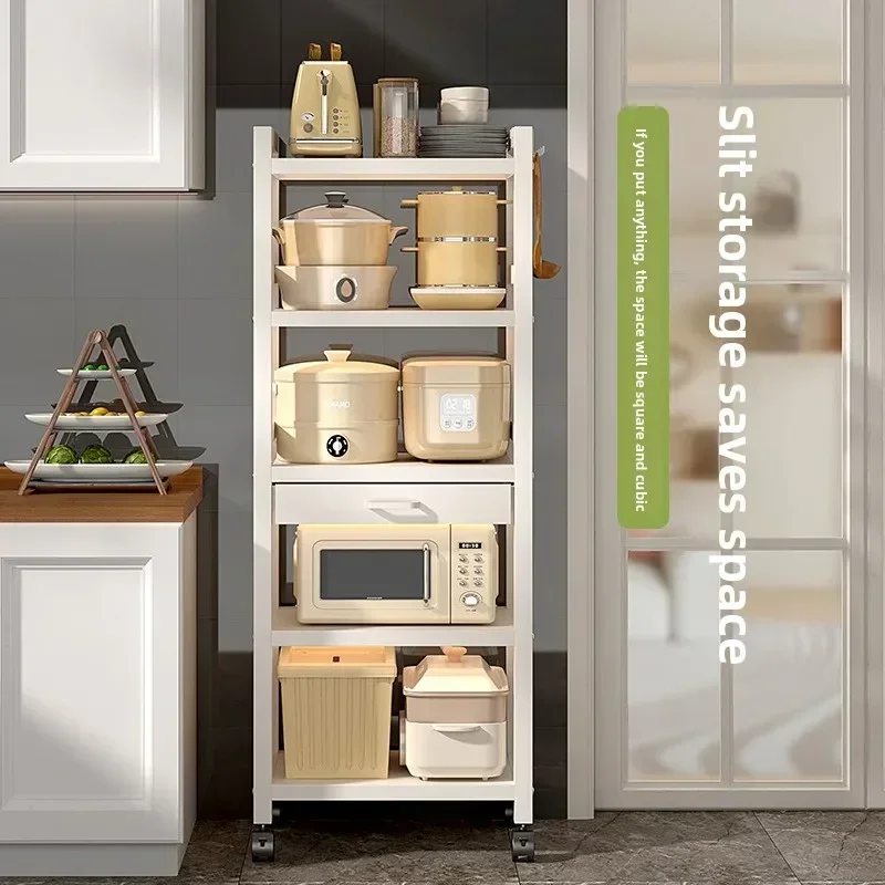 Exquisite Kitchen Rack Floor-to-ceiling Multi-layer Crevice Storage Rack Oven Microwave Oven With Drawer Storage Rack Durable