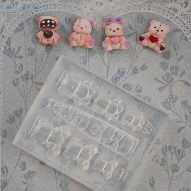 【ZYAL-1】 1 pièces crème arc ours 3D Silicone moule à ongles bricolage Nail Art décoration fleur Transparent modèle d'ongle manucure outil de conception