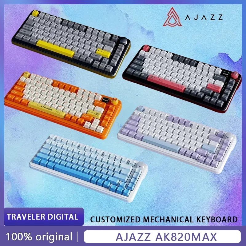 

Ajazz Ak820Max Mechanical Keyboard Wireless Bluetooth Tri-Mode Tft Color Screen 4000mah RGB Customized Hot-Swap Game Keyboard