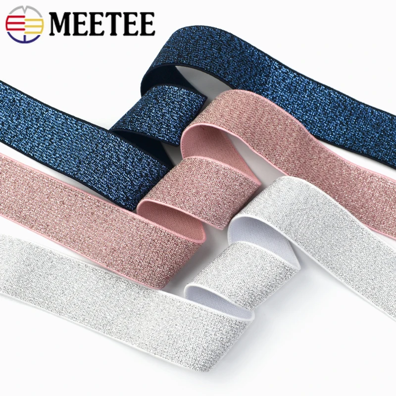 2/3/5Meters Meetee 25-50mm Silk Nylon Elastic Band Spandex Tape Waistband Skirt Belt Clothes Rubber Bands Sewing Accessories