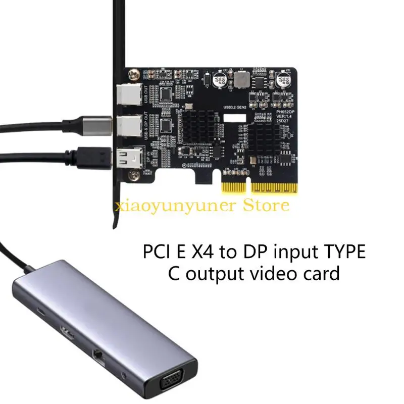 

P9JB PCIe 4X Graphics Adapters Card With DisplayPort Input Type C Output for Signal