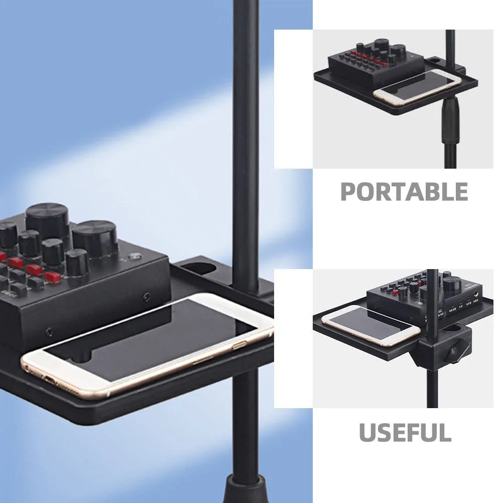 

Dual Bayonet Microphone Stand Tray Large Plastic Bracket for Live Streaming Stage Recording No Tools Needed Durable Mic Stand