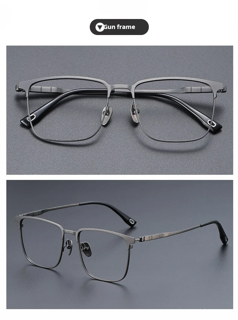 YIMARUILI Herren-Business-Titan-Brille, ultraleicht, Retro-Stil, quadratisch, große Größe, optisches Brillengestell 70809 – Detail 13