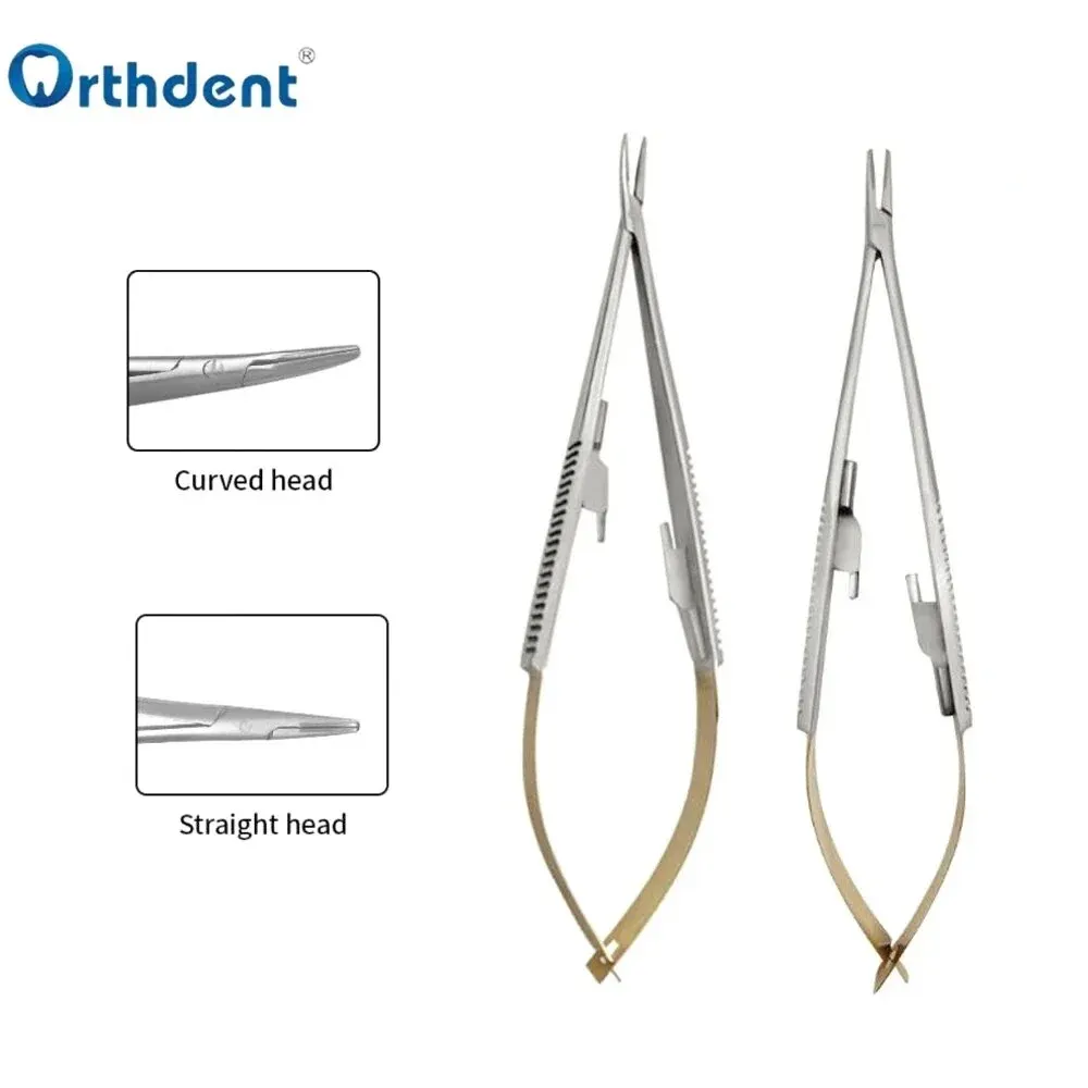 1Pc Dental Orthodontic Implant Castroviejo Needle Holders14/16cm Straight/Curved Head Dentistry Tool Surgical Pliers Forcep