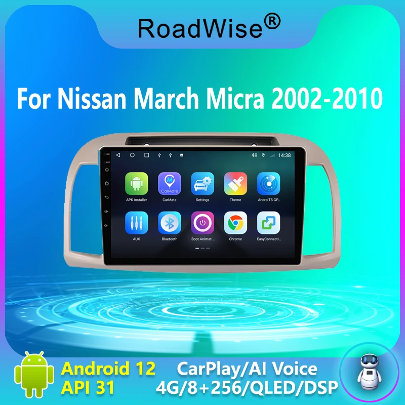 

Roadwise 8+256 Android 12 Car Radio Carplay For Nissan March Micra K12 2002 - 2010 Multimedia 4G DVD 2 DIN GPS Autoradio Stereo