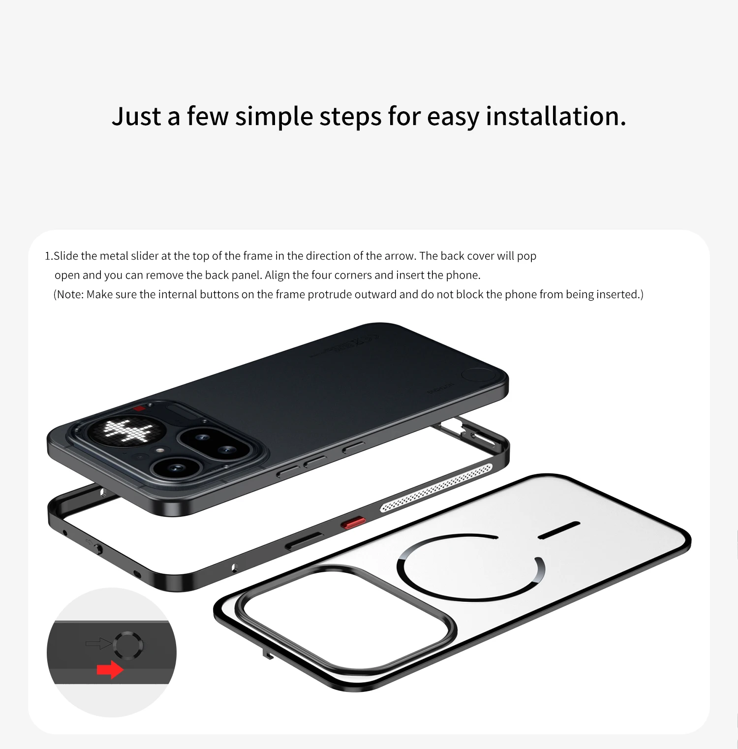 Für Nothing Phone 4a Pro 4apro: Mattierte Handyhülle mit magnetischem Metallrahmen, abnehmbar, für Magsafe, Aluminiumlegierungs-Schutzhülle. – Detail 14