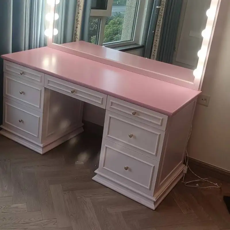 

Vintage Simple Vanity Table Dest European Huge Saving Glass Dressing Table Drawer Mirror Makeup Tafel Furnitures For Bedroom